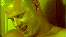 Stephanie Tripp's hairy pussy hammered hard by monster cock in steamy sauna