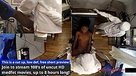 Rina Arem's shaved pussy probed in virginity clinic