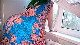 Stepmom spreads fat ass bent over for stepson anal pounding