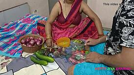 Desi bhabhi selling vegetables gets forced fucked hard by customer in close-up asian action