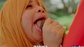 naughty jav milf's huge boobs get creampied by old dude in mummification play