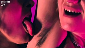 Two queens tease with feet play and hairy armpits in fetish fun