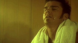 Stephanie Tripp's hairy pussy hammered hard by monster cock in steamy sauna