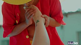 naughty jav milf's huge boobs get creampied by old dude in mummification play