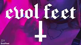 Smoking latina goddess deepthroats toes while choking on feet worship gags