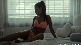 petite teen babe fingers wet pussy rides dildo solo masturbation