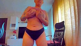 Watch big natural tits bounce wildly while wet pussy gets fingered deep