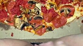 saudi arabian snowwhite teen sneaks pizza chocolate cheese masturbation fetish in la – squirting everywhere