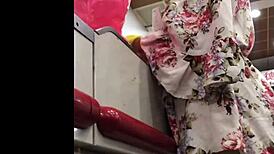 Hot granny upskirt spied boldly in store