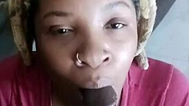 shhh watch this ebony princess deliver silent deepthroat action up close