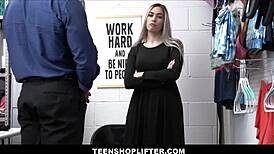 damn petite blonde teen shoplifter delilah day caught stealing clothes under hijab now officer fucks her hard