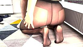 pretty blonde kitty's tight ass gets pounded hard in black pantyhose