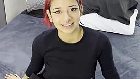 Tiny emo goth teen spills secrets in interview before creampie