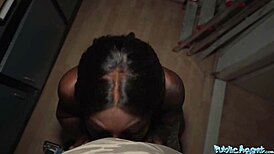 public agent josy black's huge ebony ass bounces on big black cock cowgirl outdoors 😍🍆