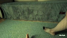 busty brunette squirts hard first time from deep pussy fingering