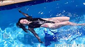 underwater jessica bunny gets her wet latina curves teased in passionate pool play