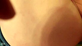 Vibrator shoved deep into tight ass for intense anal play rough thrusting builds to climax