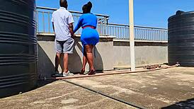 Neighbor's bubble butt oiled up bends over couch for sneaky doggystyle cumshot