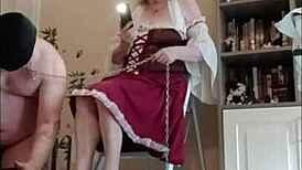 Mistress Dominates Tied Slave In Intimate Bedroom Scene