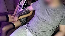 cutie in stockings deepthroats my cock pov style 😘👅