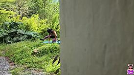 Farm yoga stretches lead to stranger's deep pounding of tight teen pussy