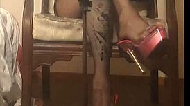 whoa crossdresser maria rocks black nylon panty n high heels so sexy 😍👠